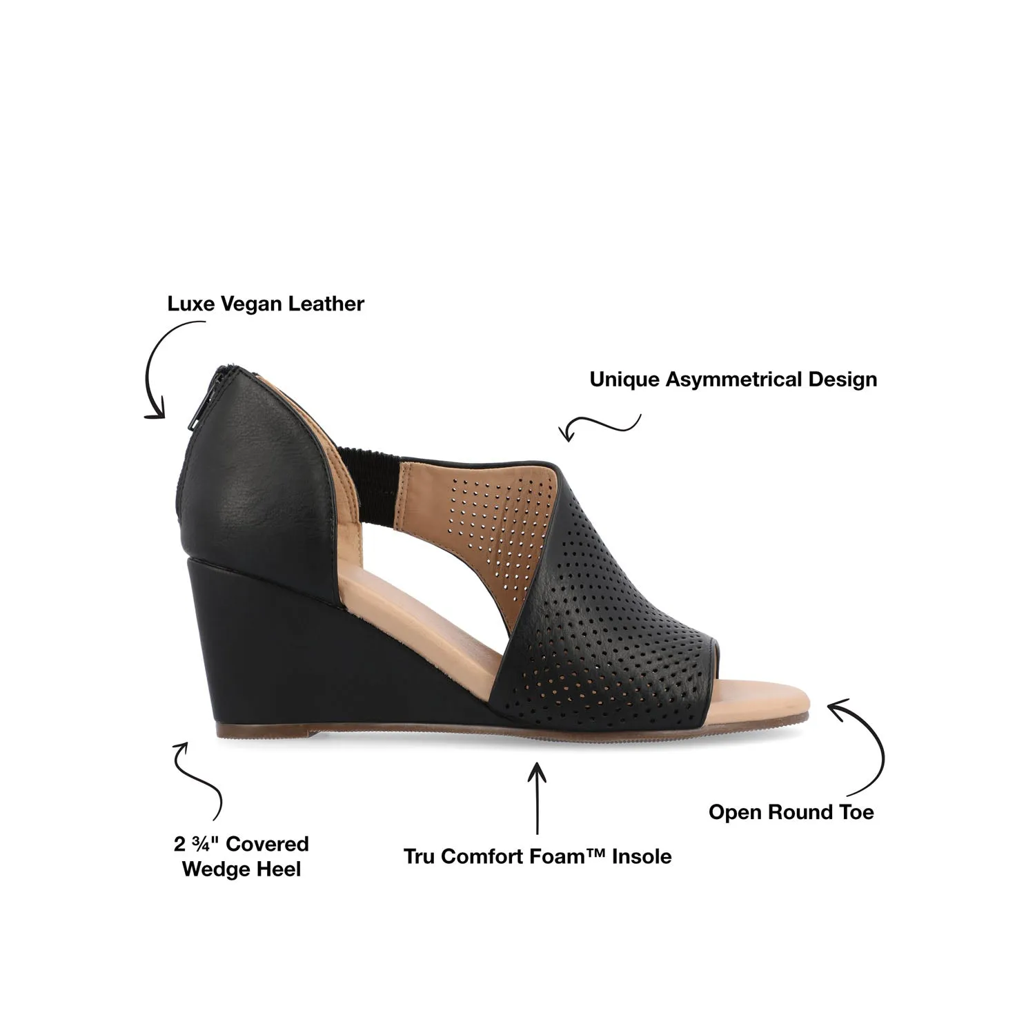 ARETHA WEDGE HEEL SANDALS IN FAUX LEATHER