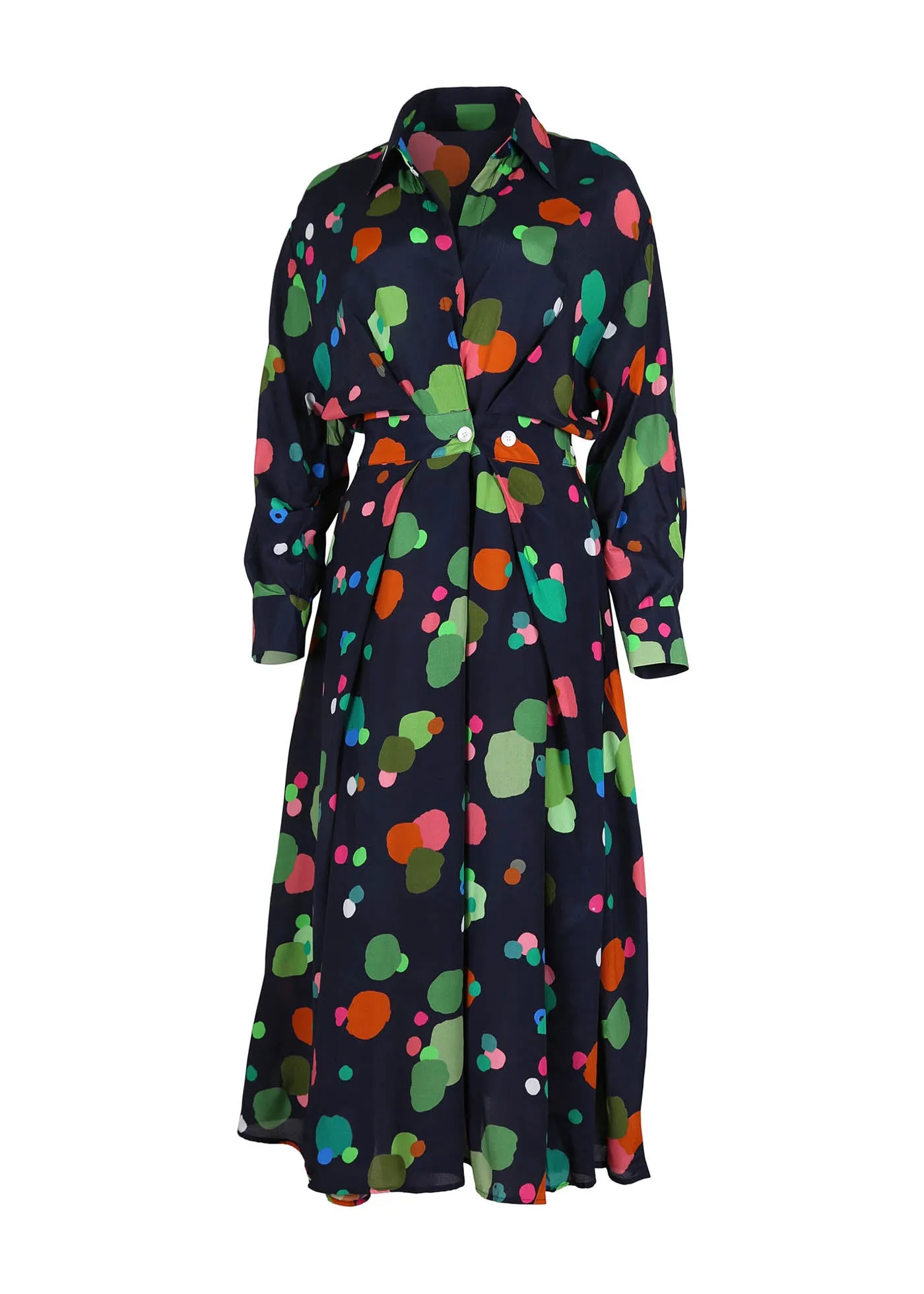 Astra Parisian Midi Wrap Dress Navy in Viscose
