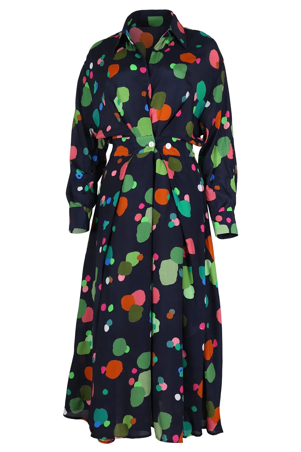 Astra Parisian Midi Wrap Dress Navy in Viscose