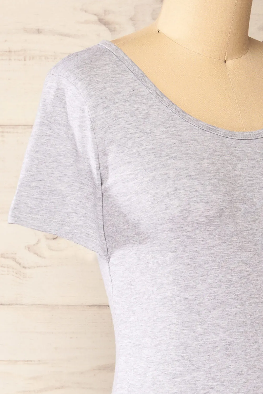 Athens Grey | Short Sleeve Fitted Midi Dress