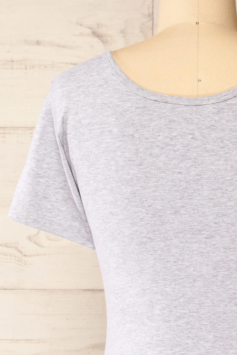 Athens Grey | Short Sleeve Fitted Midi Dress