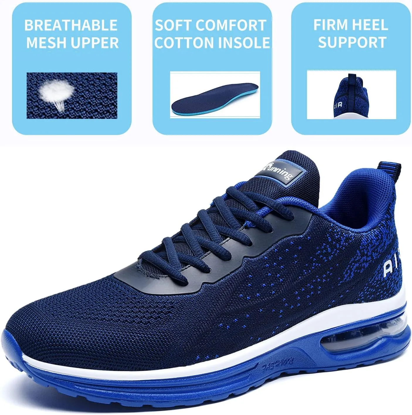 AUPERF Men's Air Running Shoes Lightweight Breathable Workout Footwear Walking Sports Tennis Sneaker
