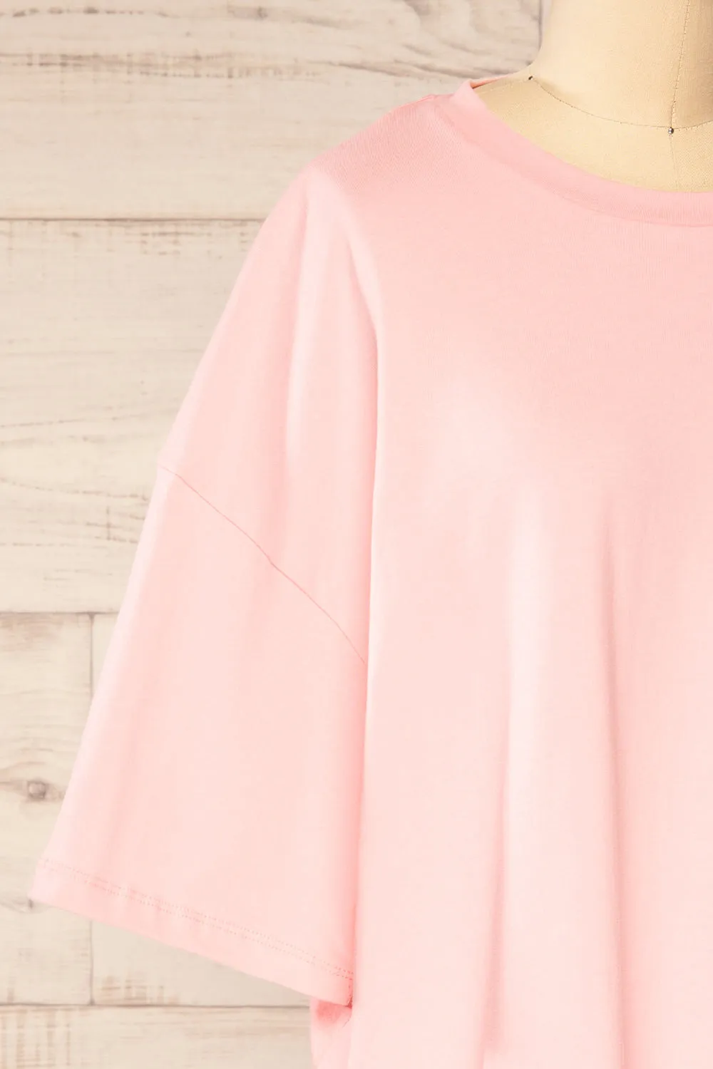 Beaurice Pink | Oversized T-Shirt w/ Round Collar