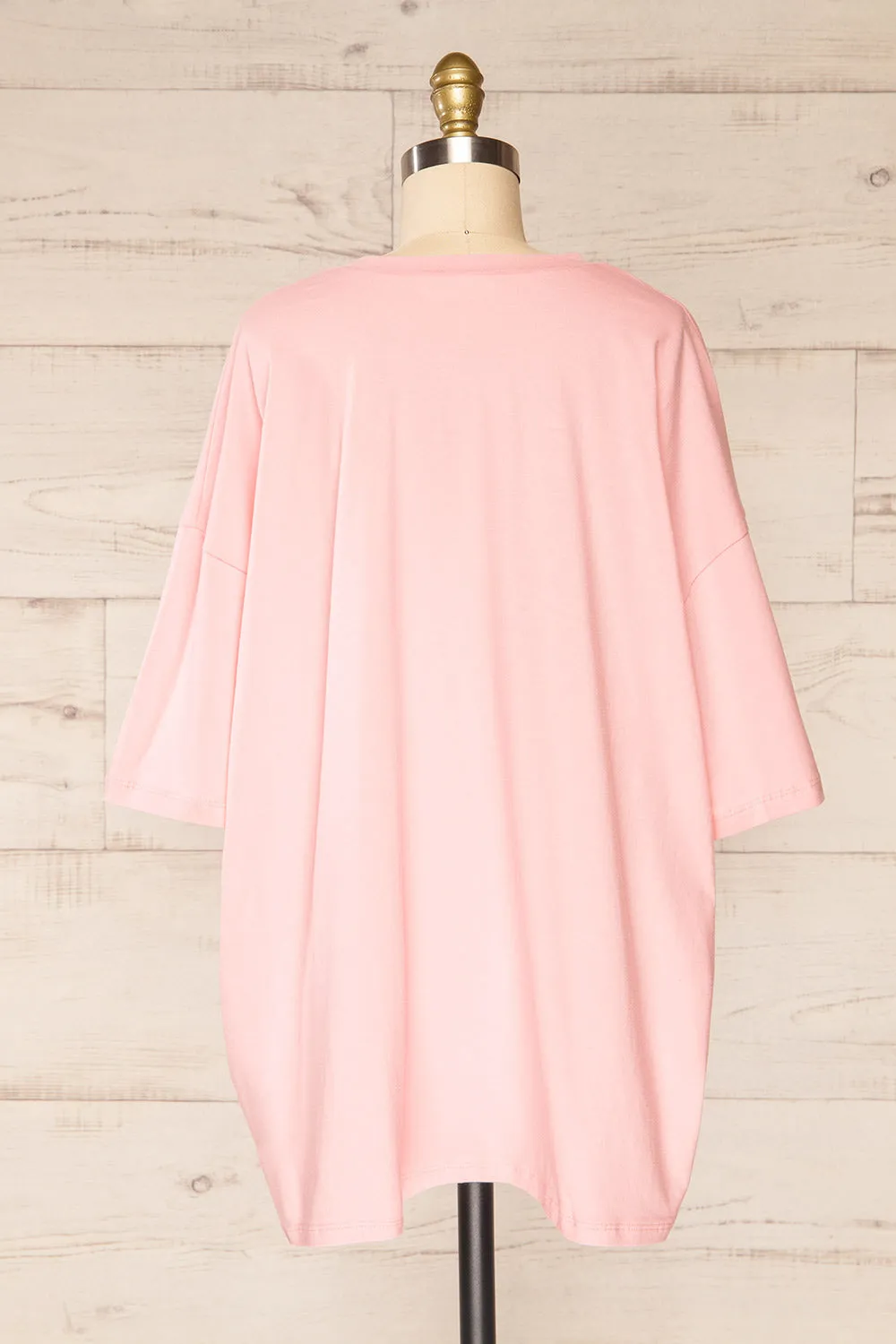 Beaurice Pink | Oversized T-Shirt w/ Round Collar