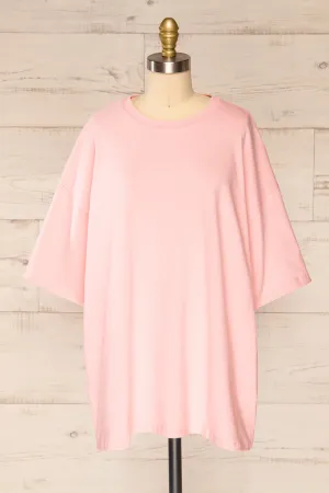 Beaurice Pink | Oversized T-Shirt w/ Round Collar