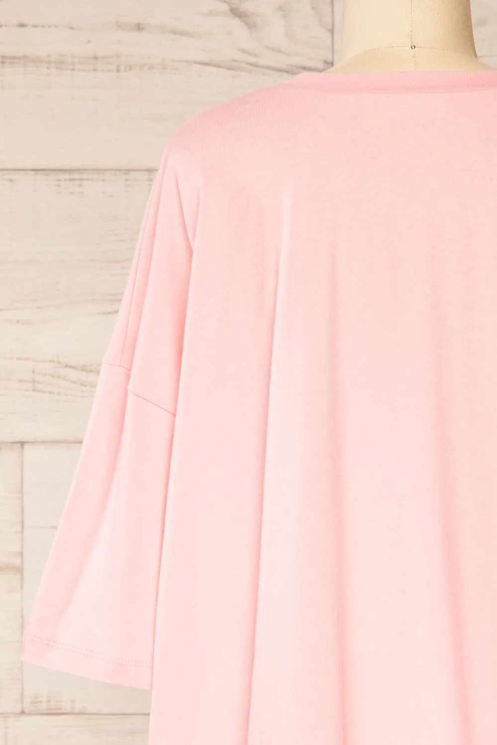 Beaurice Pink | Oversized T-Shirt w/ Round Collar