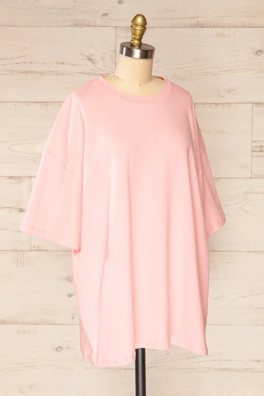 Beaurice Pink | Oversized T-Shirt w/ Round Collar