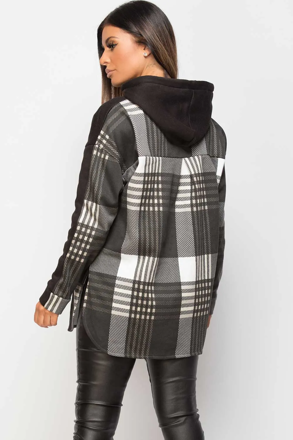 Black Check Hoodie 2 In 1
