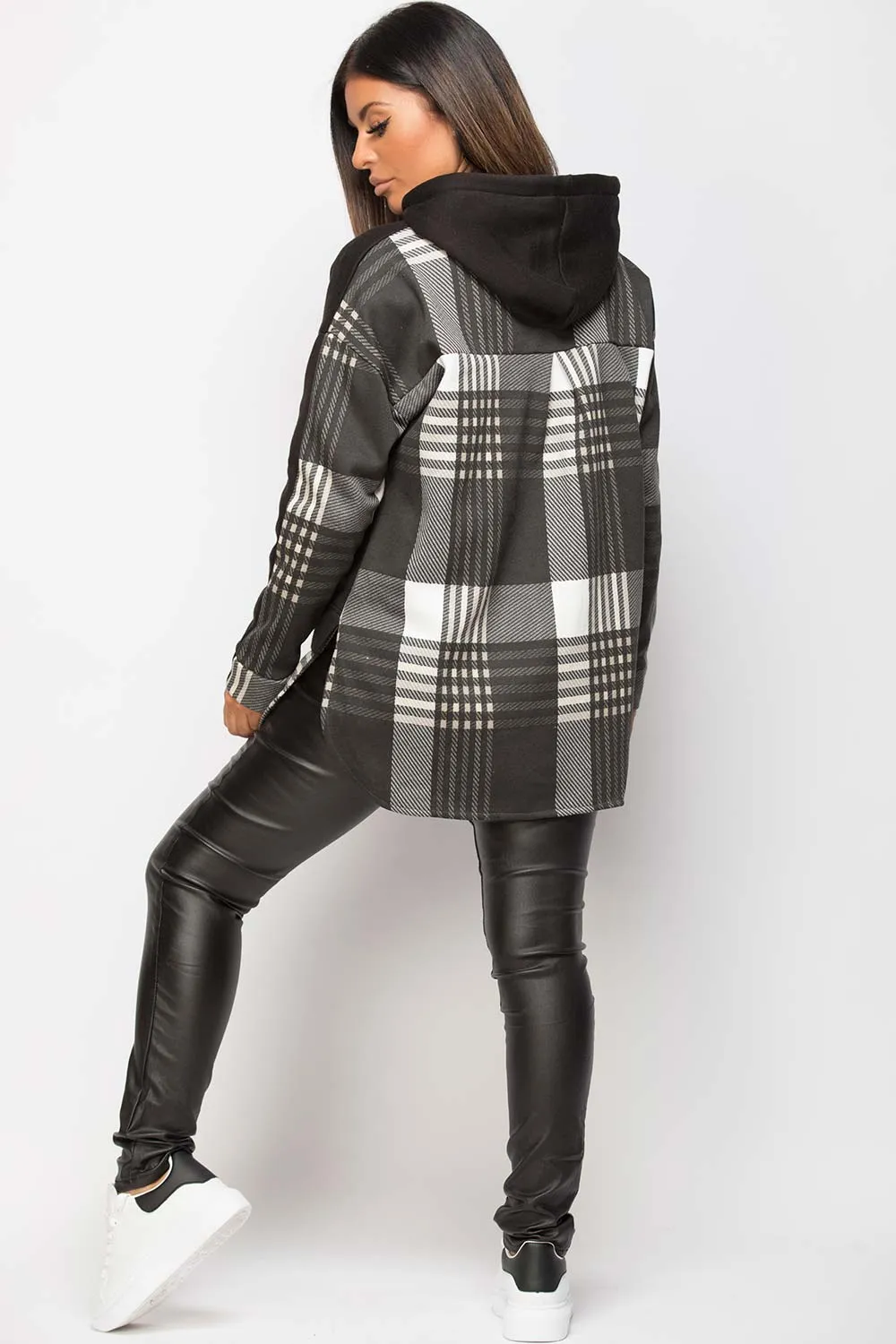 Black Check Hoodie 2 In 1
