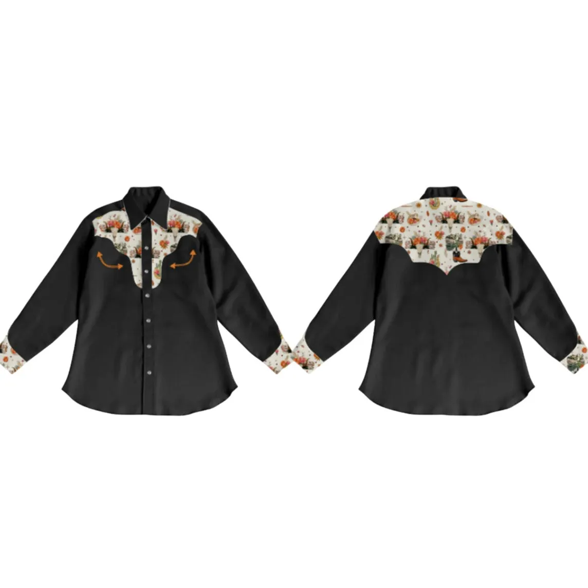 Black Vintage Pearl Snap Shirt Toddler (6-7T)