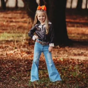 Black Vintage Pearl Snap Shirt Toddler (6-7T)