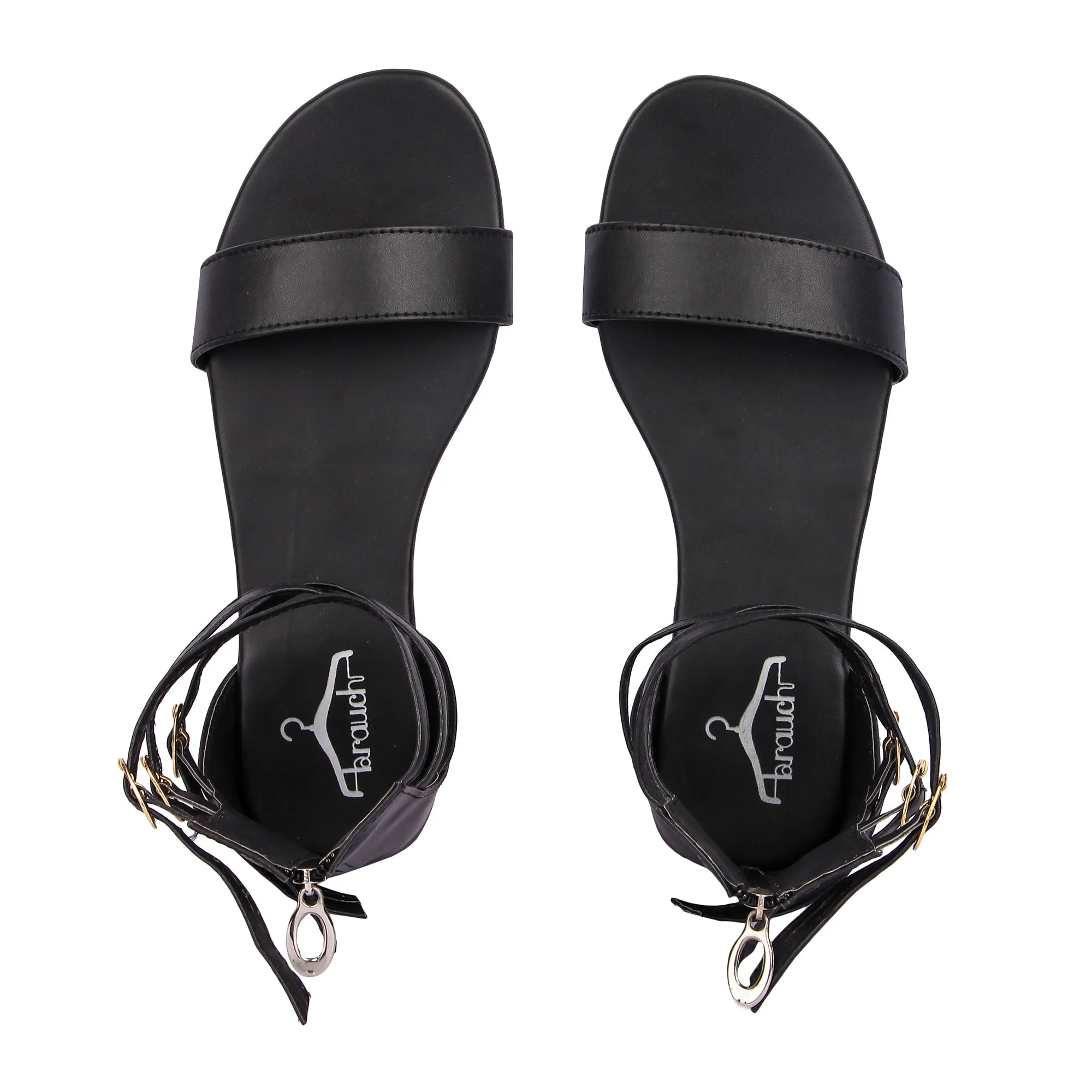Brauch Women's Black High Multi Strap Sandal