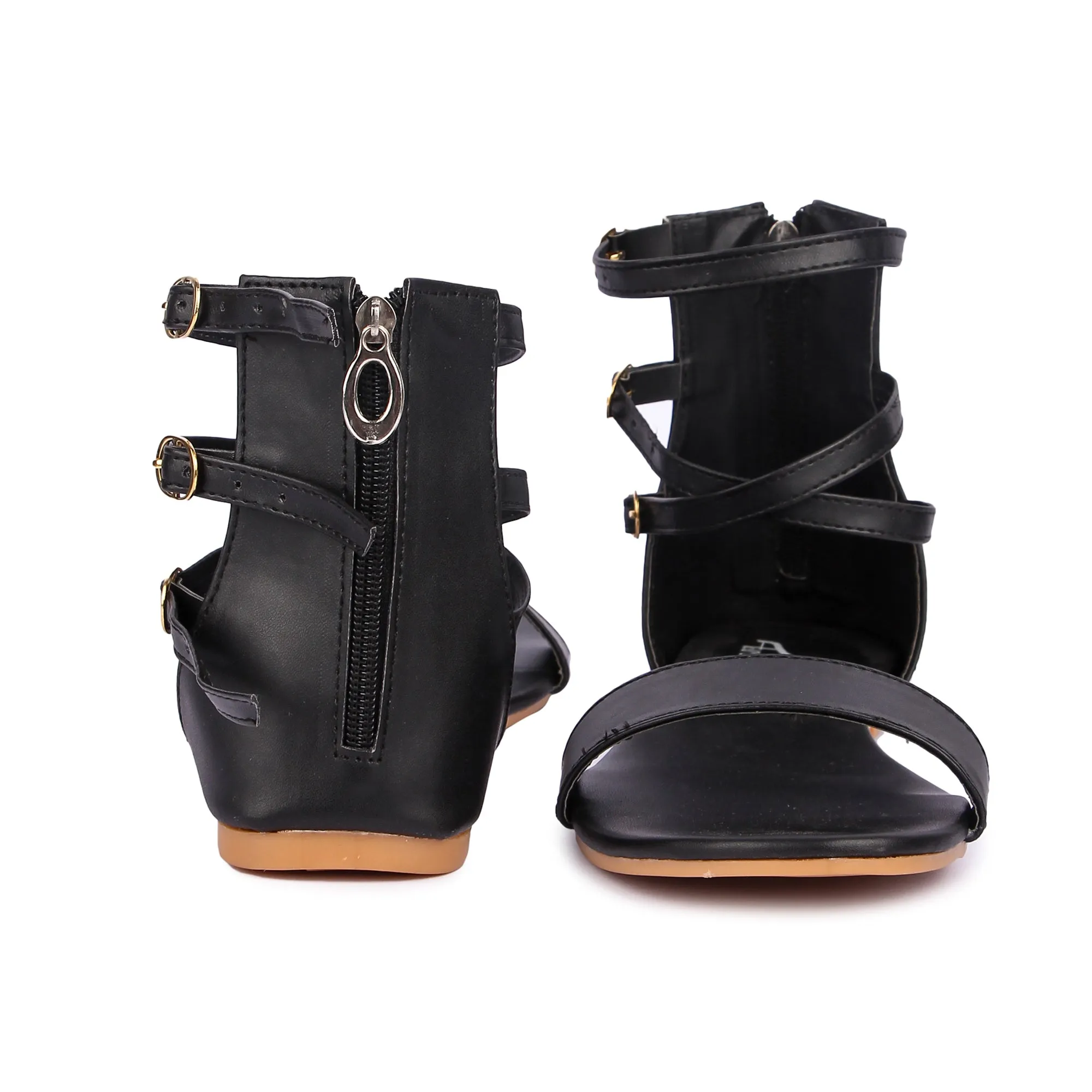 Brauch Women's Black High Multi Strap Sandal