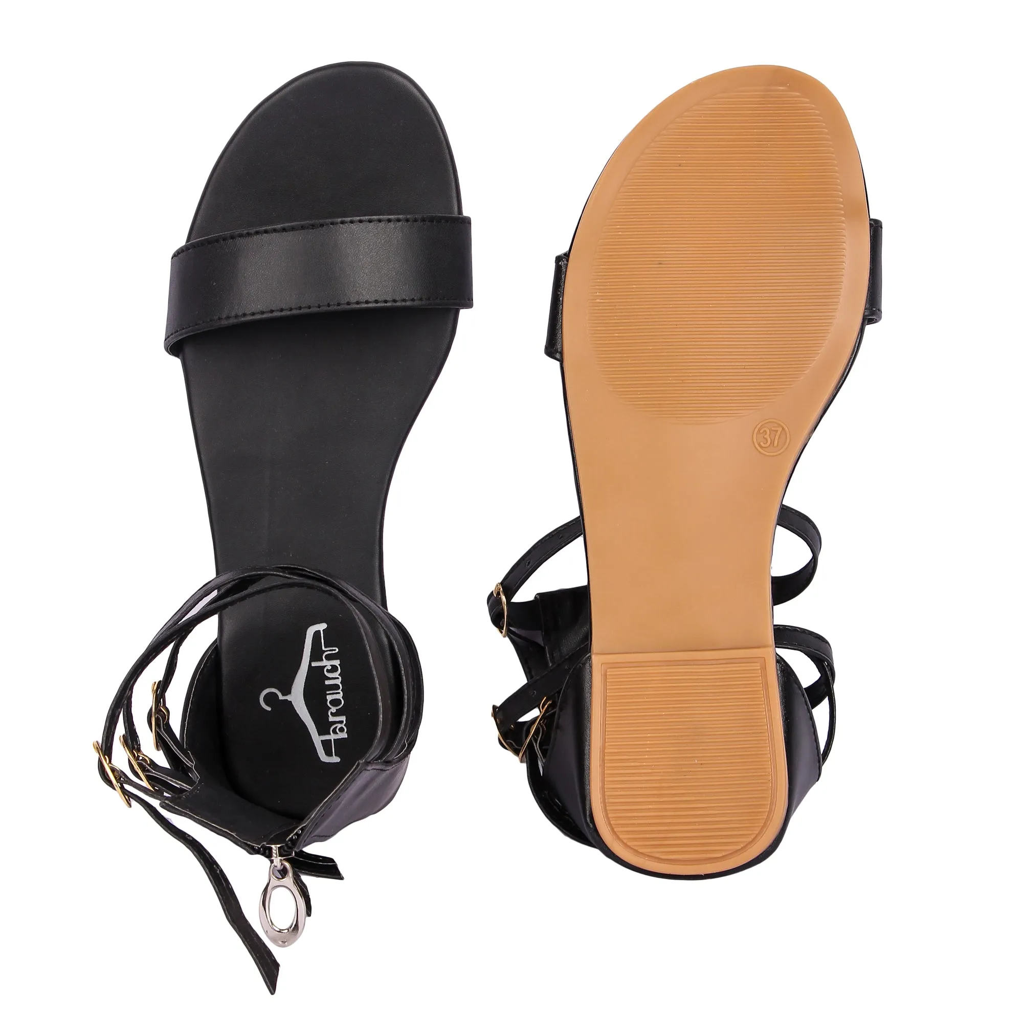 Brauch Women's Black High Multi Strap Sandal