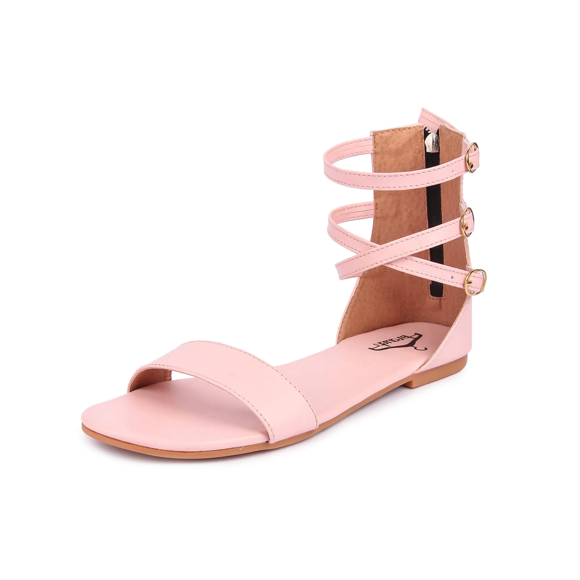 Brauch Women's Pink High Multi Strap Sandal