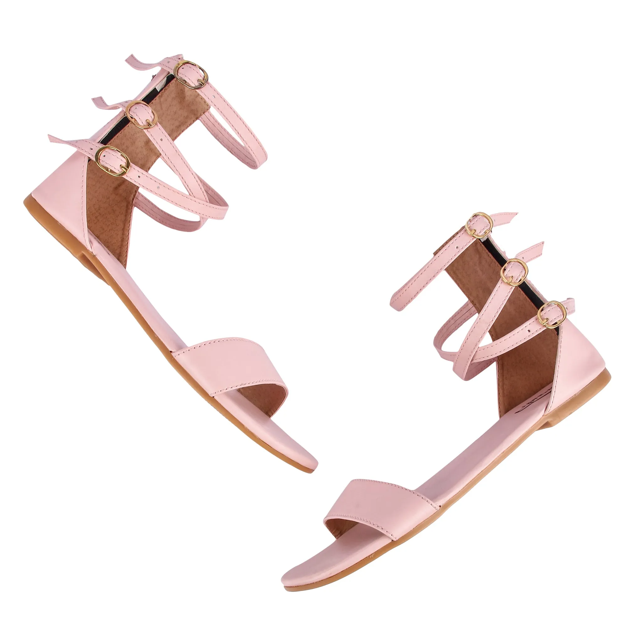 Brauch Women's Pink High Multi Strap Sandal