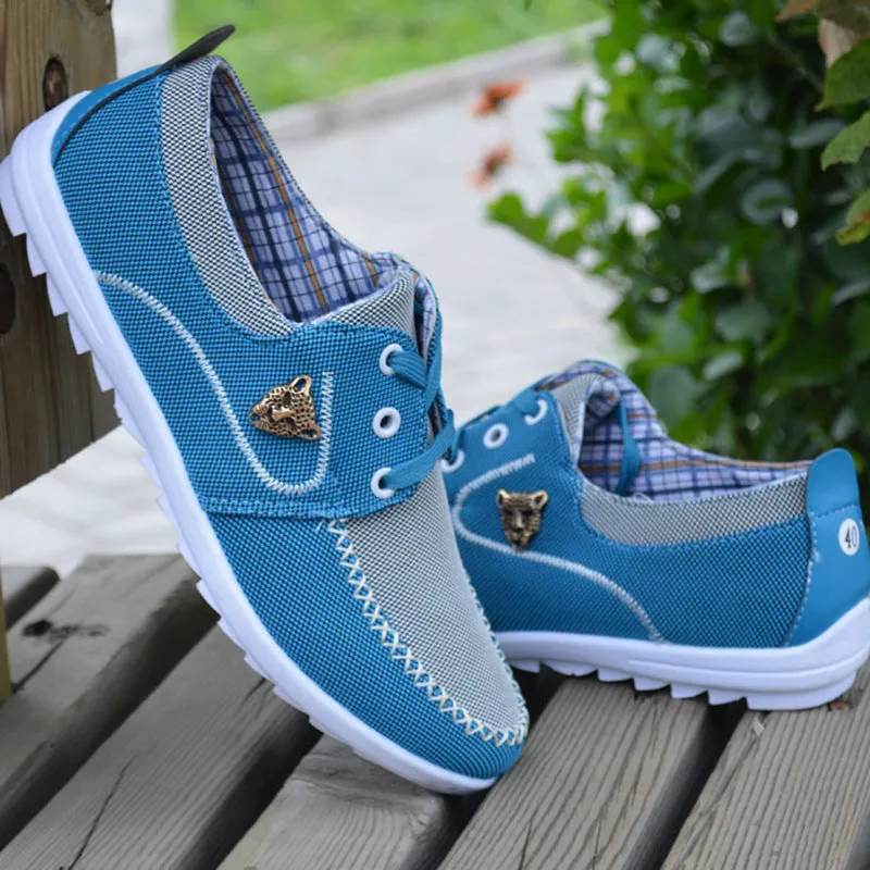 Casual Men Flats Lace Up Canvas Shoes For Men Flat Driving Shoes