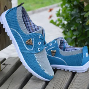 Casual Men Flats Lace Up Canvas Shoes For Men Flat Driving Shoes