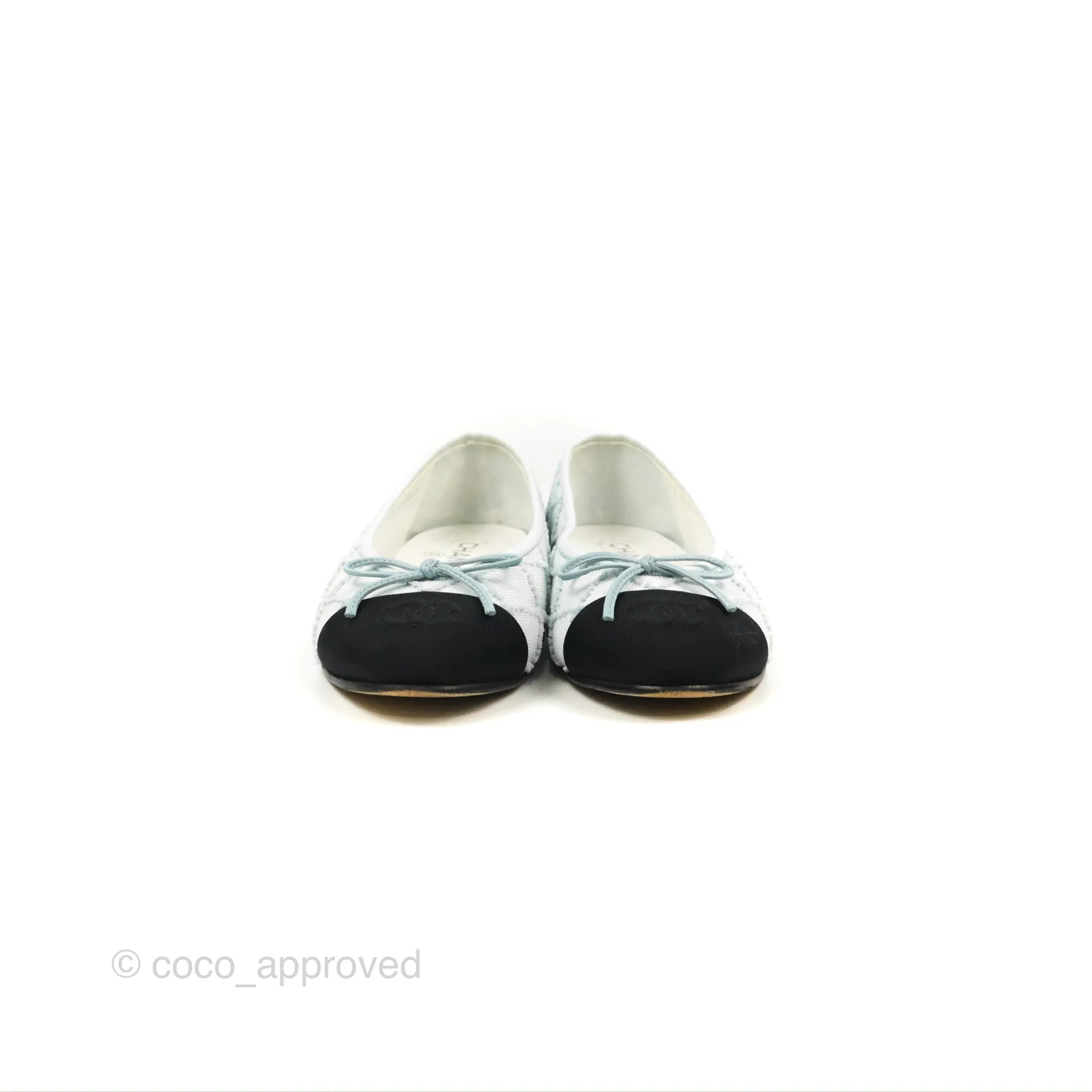 Chanel Ballerina Flats Light Blue/Black Size 37.5