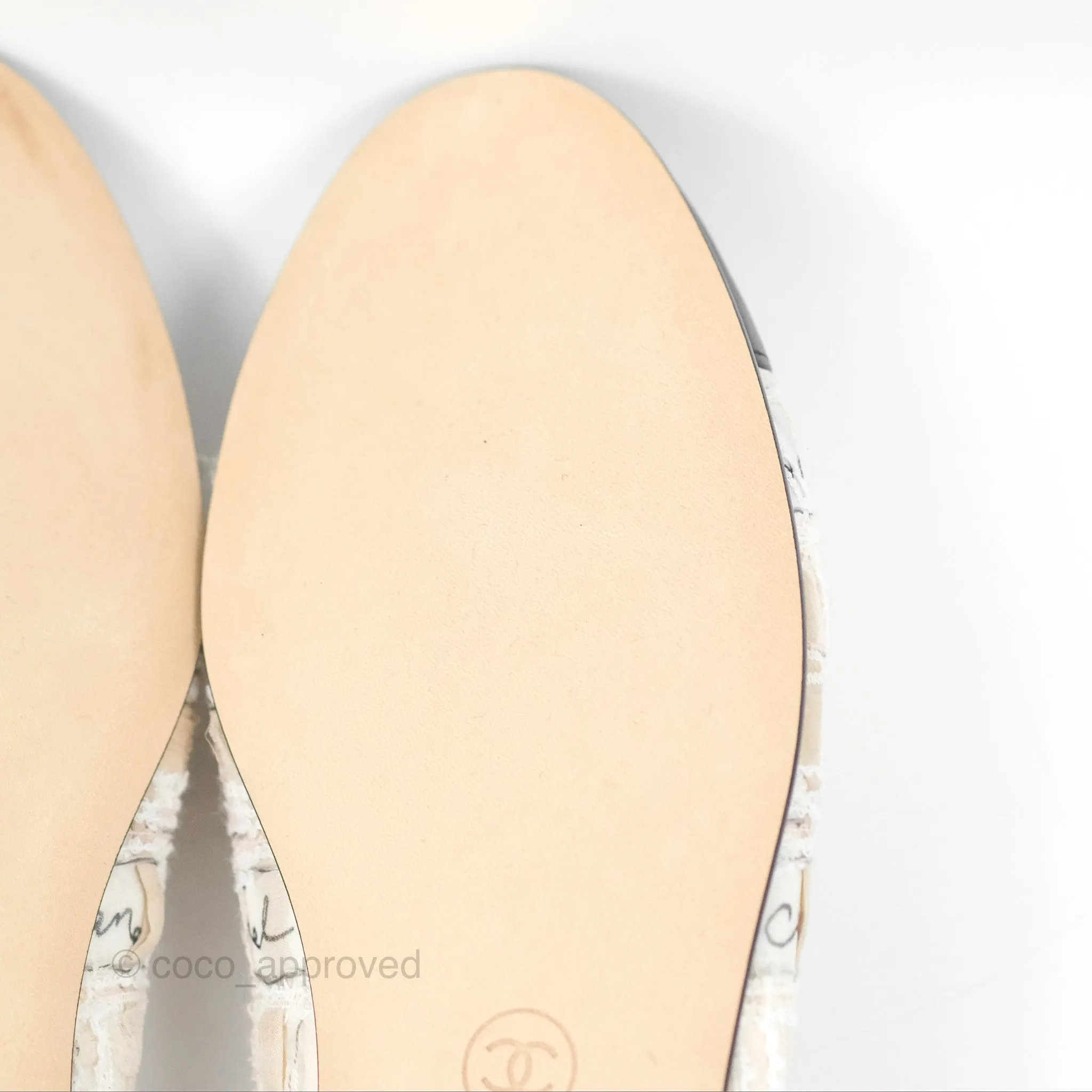 Chanel Ballerina Flats Light Pink/Black Fabric Size 38.5
