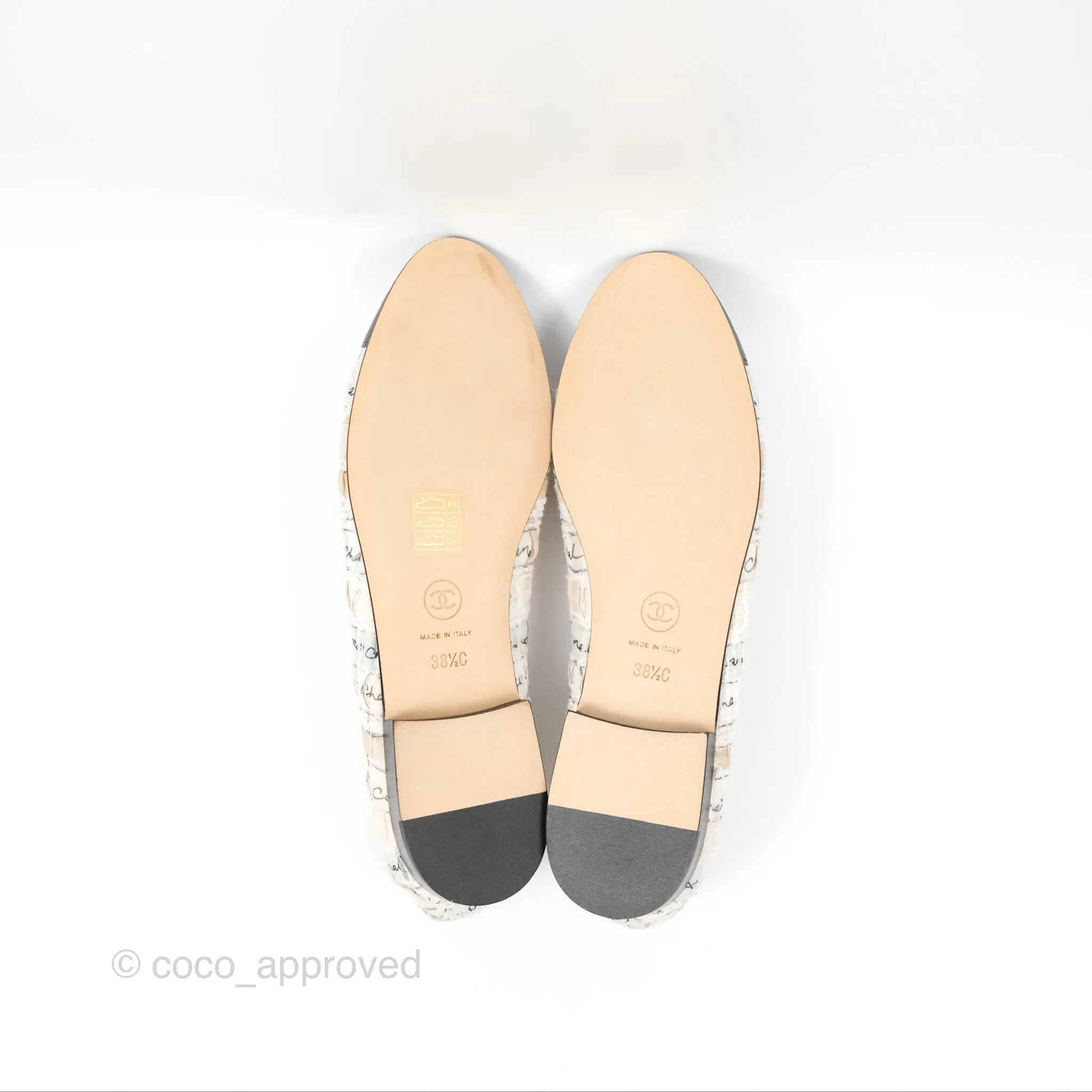 Chanel Ballerina Flats Light Pink/Black Fabric Size 38.5