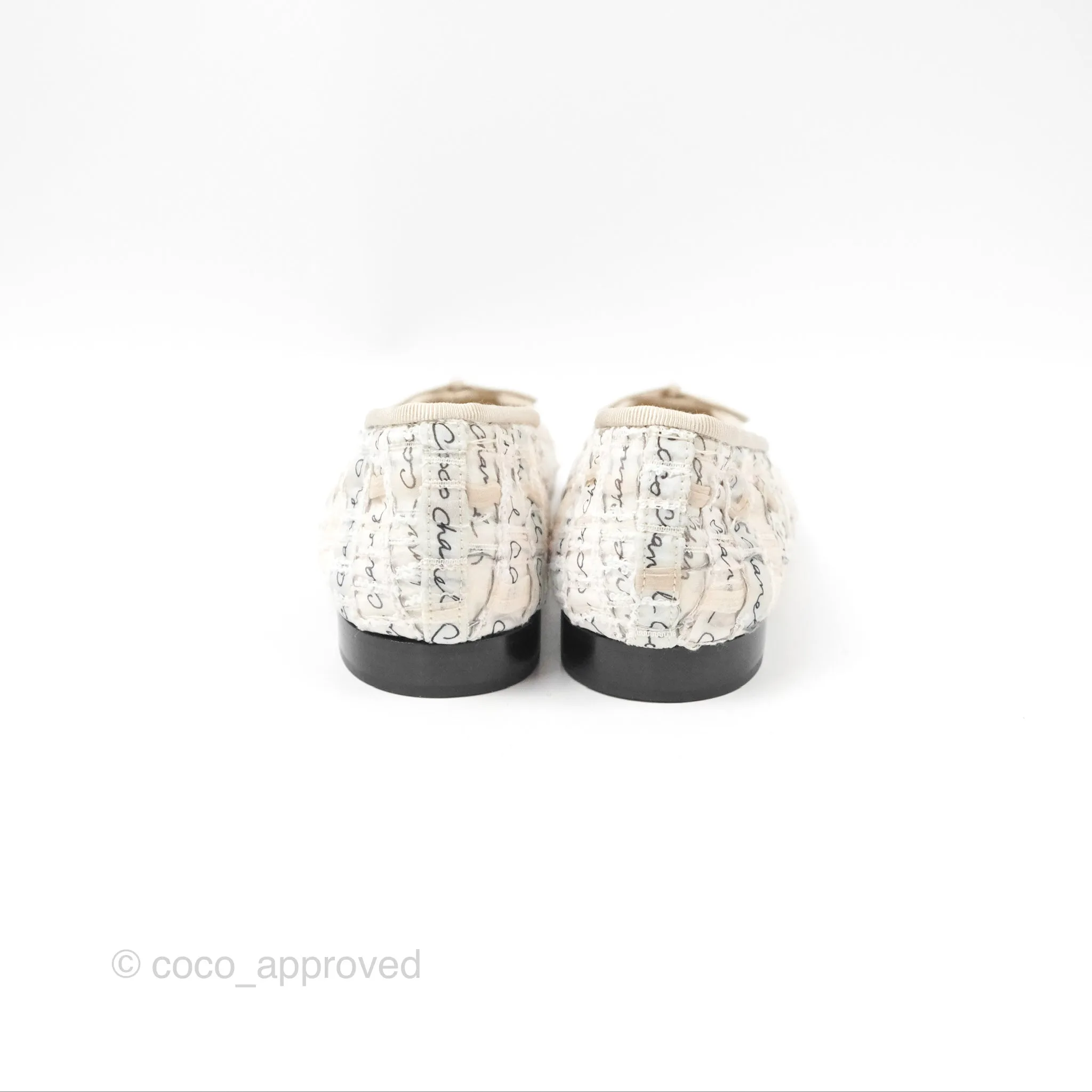 Chanel Ballerina Flats Light Pink/Black Fabric Size 38.5