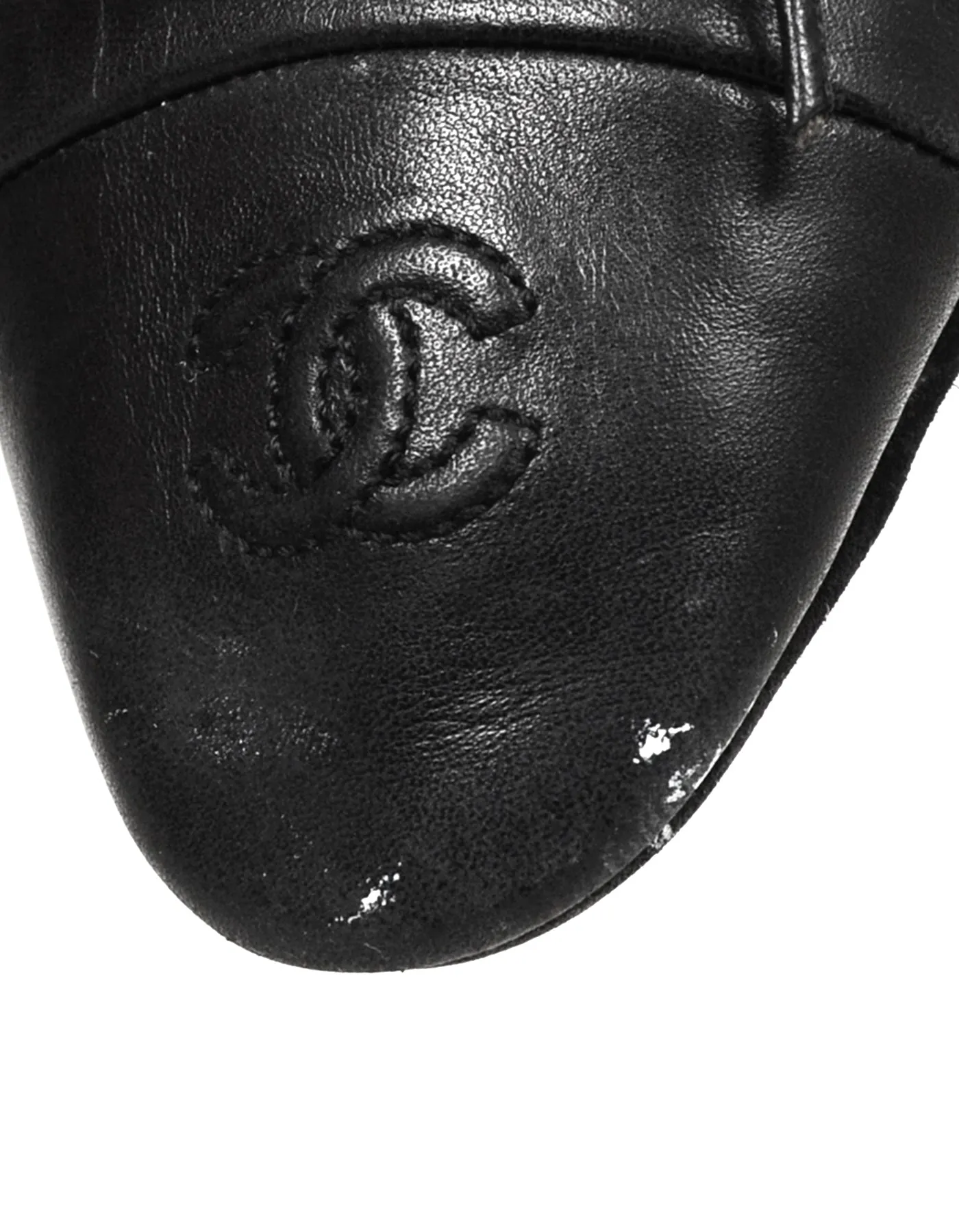 Chanel Black Leather House Slippers w/ CC sz 37