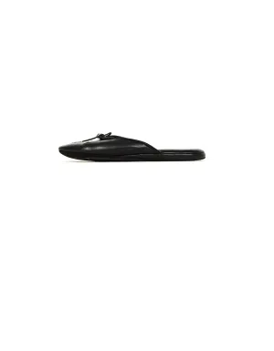 Chanel Black Leather House Slippers w/ CC sz 37