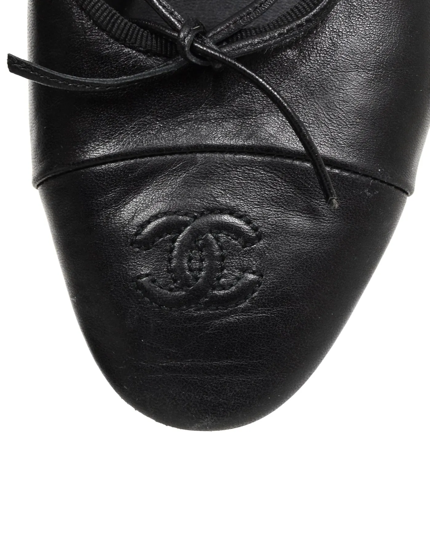 Chanel Black Leather House Slippers w/ CC sz 37