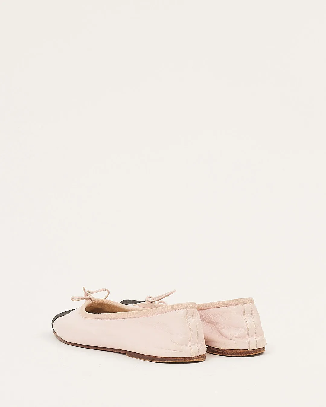 Chanel Light Pink Leather Cap Toe Ballerina Flats - 38.5