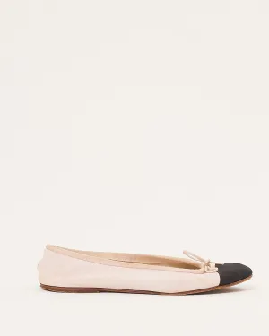 Chanel Light Pink Leather Cap Toe Ballerina Flats - 38.5