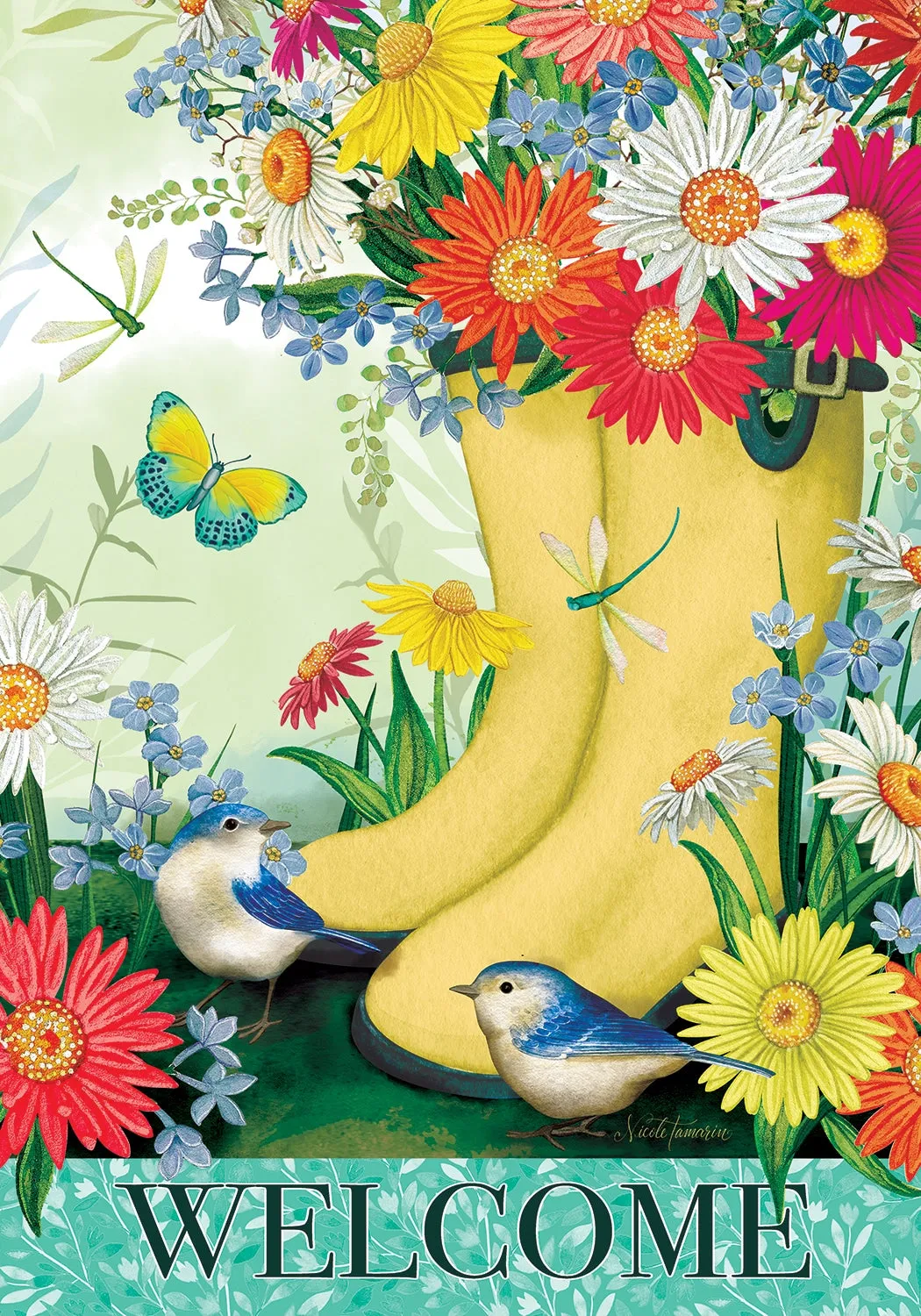 Daisy Boots Garden Flag