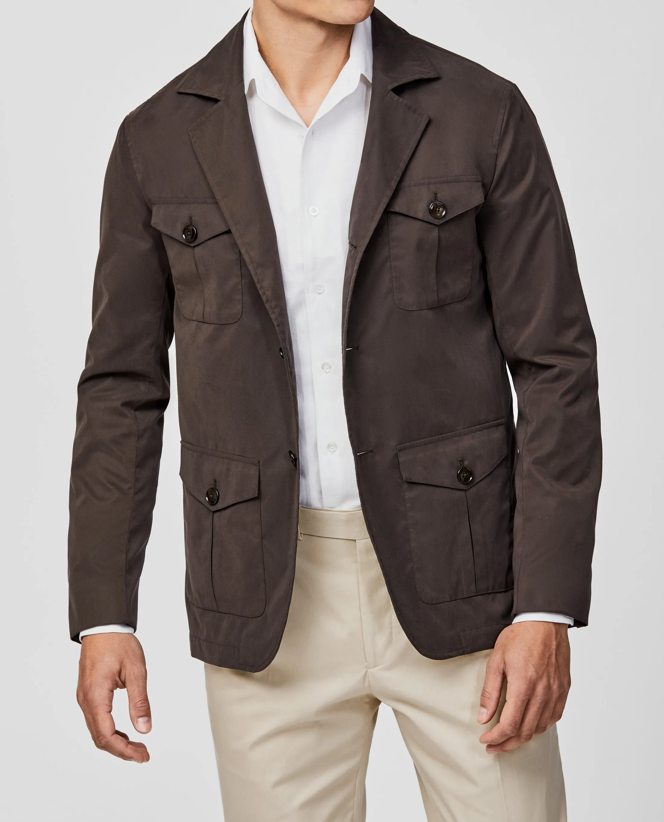 DeBall Belseta Chocolate Brown Peached Water Repellent Technical Lightweight Fabric
