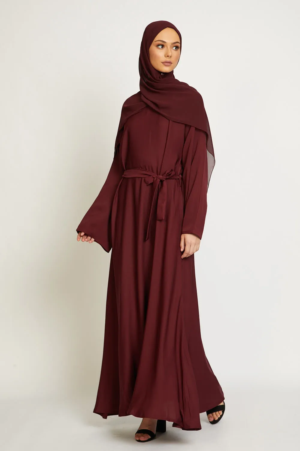 Deep Maroon Umbrella Cut Closed Abaya