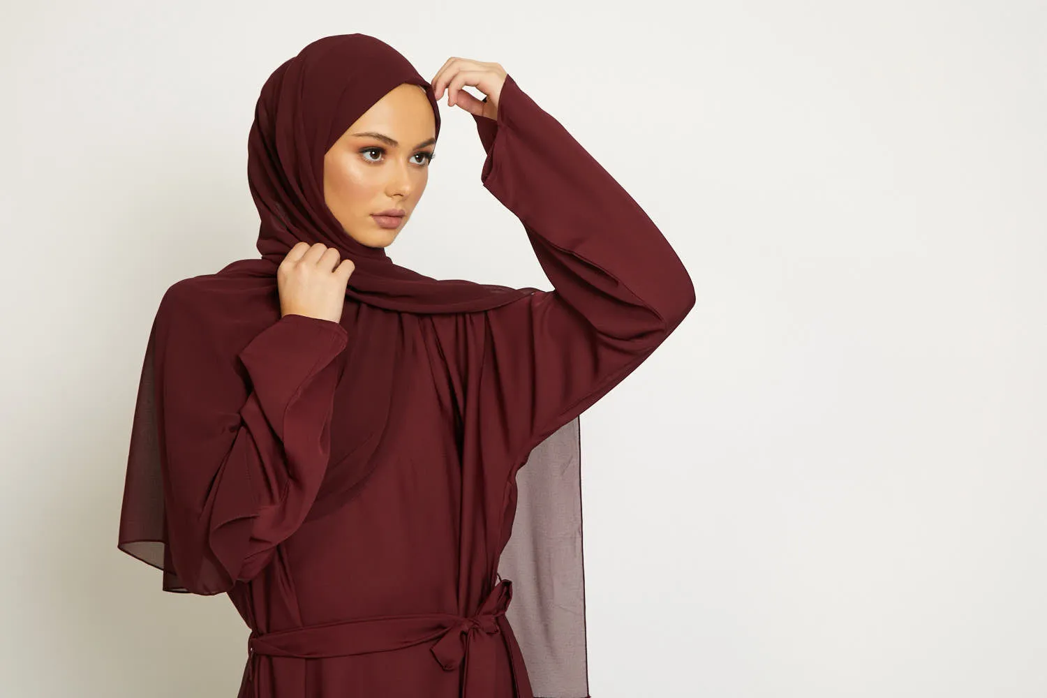 Deep Maroon Umbrella Cut Closed Abaya