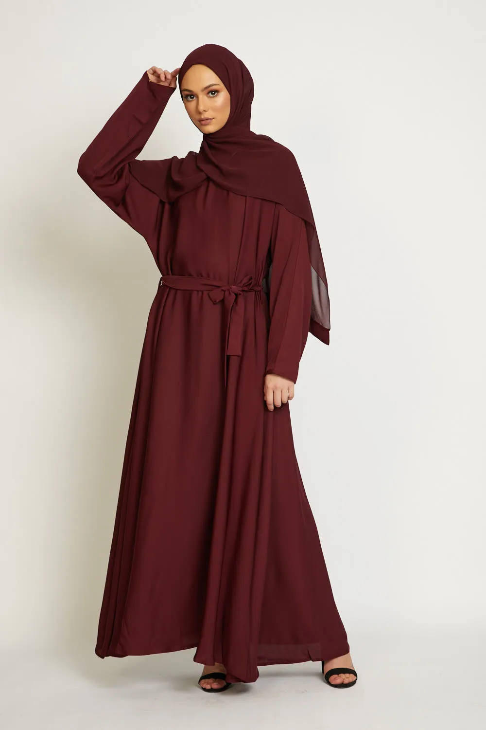 Deep Maroon Umbrella Cut Closed Abaya