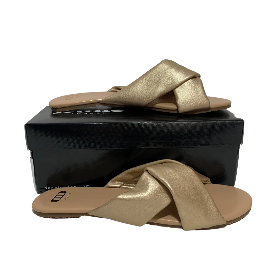 DUNE 'LEMMIE' Champagne Knot Slides | Brand New |