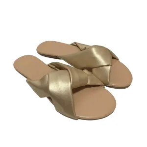 DUNE 'LEMMIE' Champagne Knot Slides | Brand New |