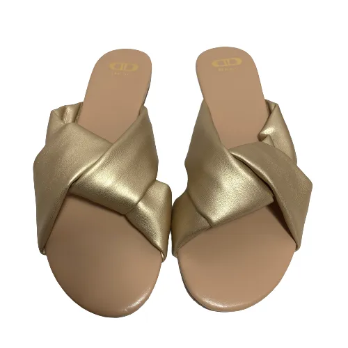 DUNE 'LEMMIE' Champagne Knot Slides | Brand New |