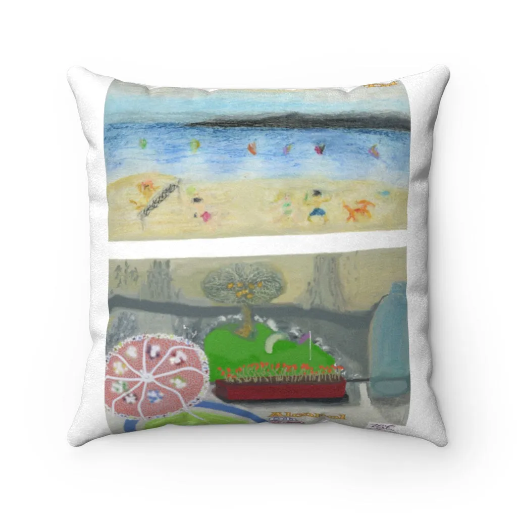 Faux Suede Square Pillow:  "Alcohol Oh Yea(tm)" - Doublesided