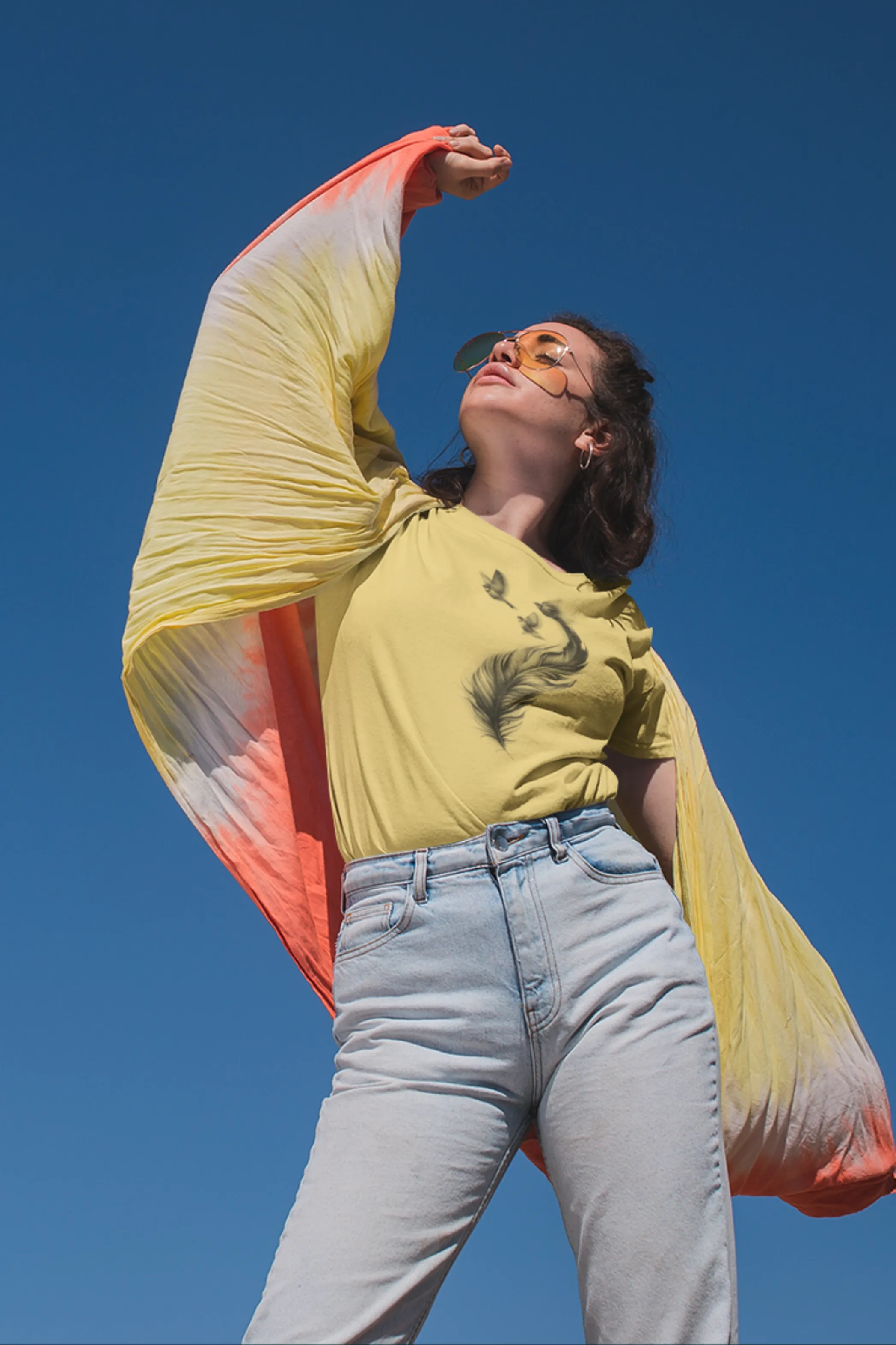 Feather With Birds Printed T-shirt for women