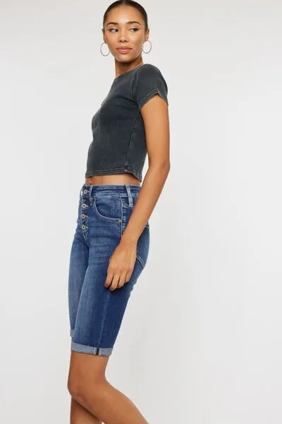 Hazel Blues® |  Kancan Cat's Whiskers Button Fly Denim Shorts