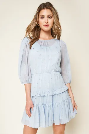 Heartfelt Love Starry Print Ruffle Dress