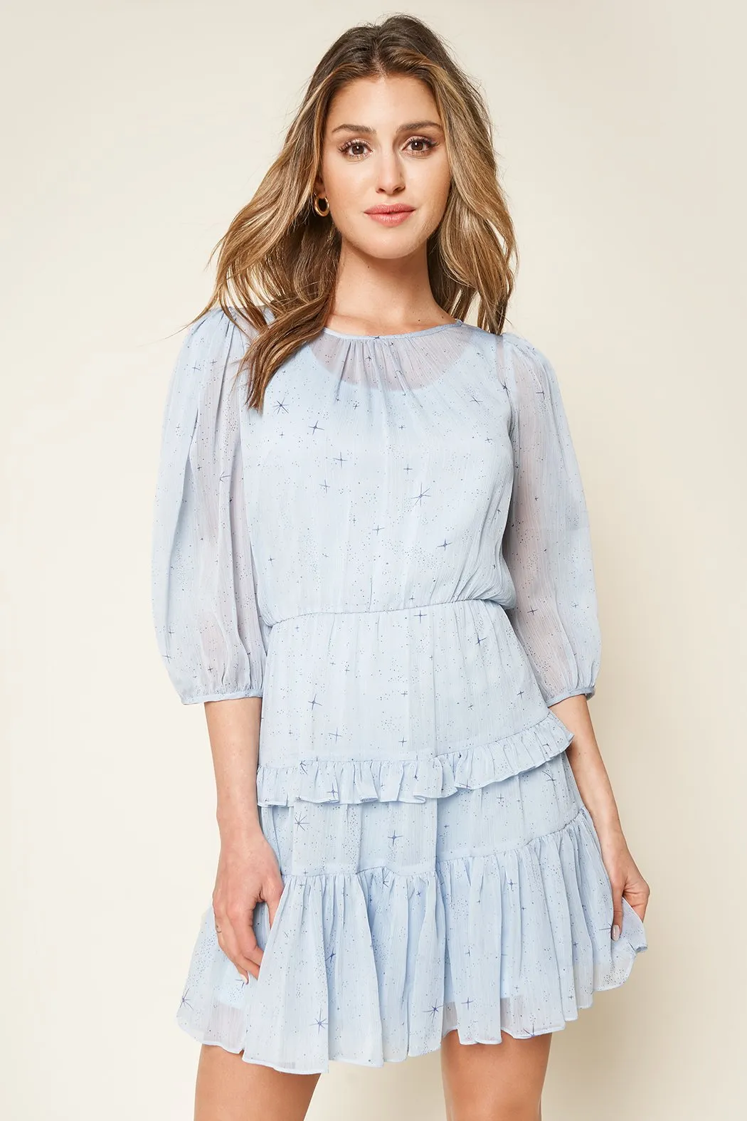Heartfelt Love Starry Print Ruffle Dress
