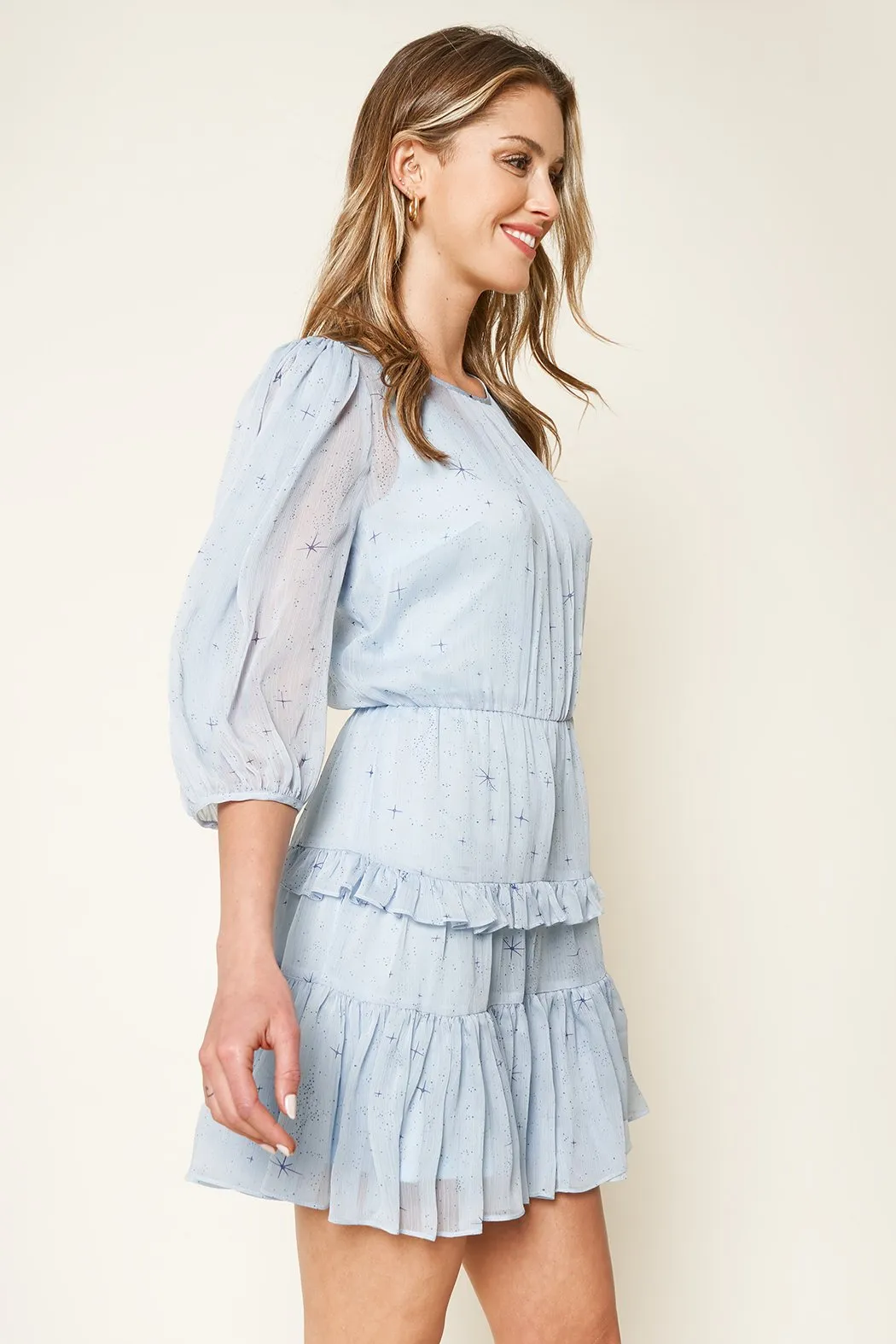Heartfelt Love Starry Print Ruffle Dress