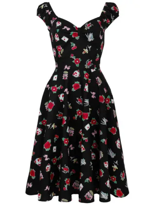 Hell Bunny Carlotta 50's Swing Dress Black