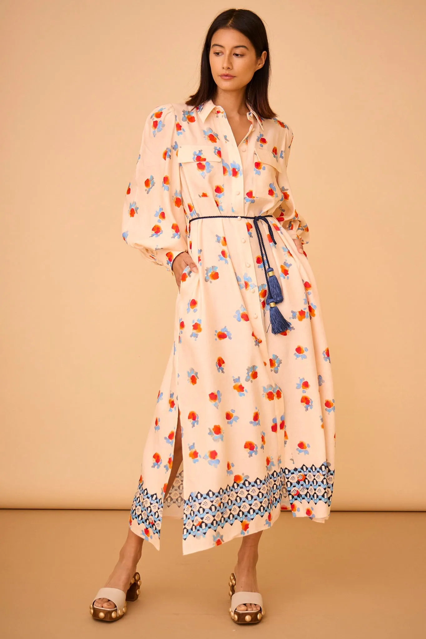 Hunter Bell Wilder Dress in Watercolor Floral Border