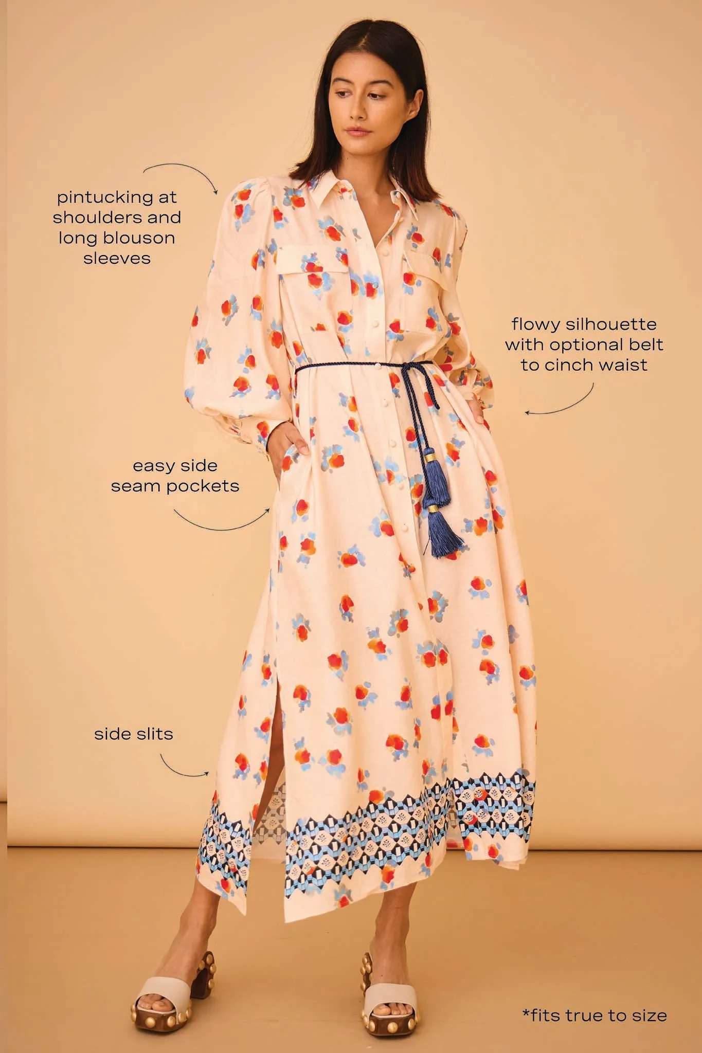 Hunter Bell Wilder Dress in Watercolor Floral Border