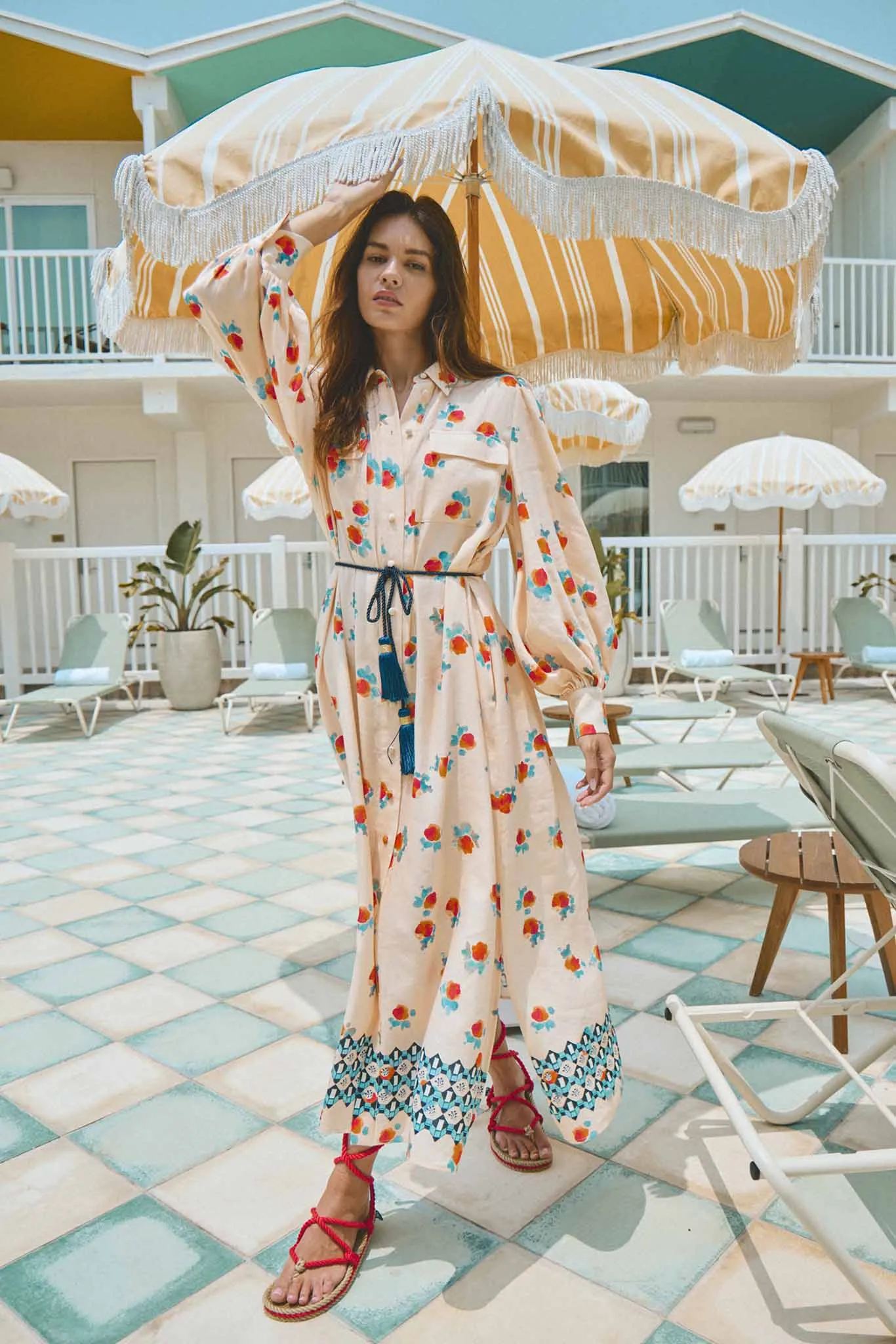 Hunter Bell Wilder Dress in Watercolor Floral Border