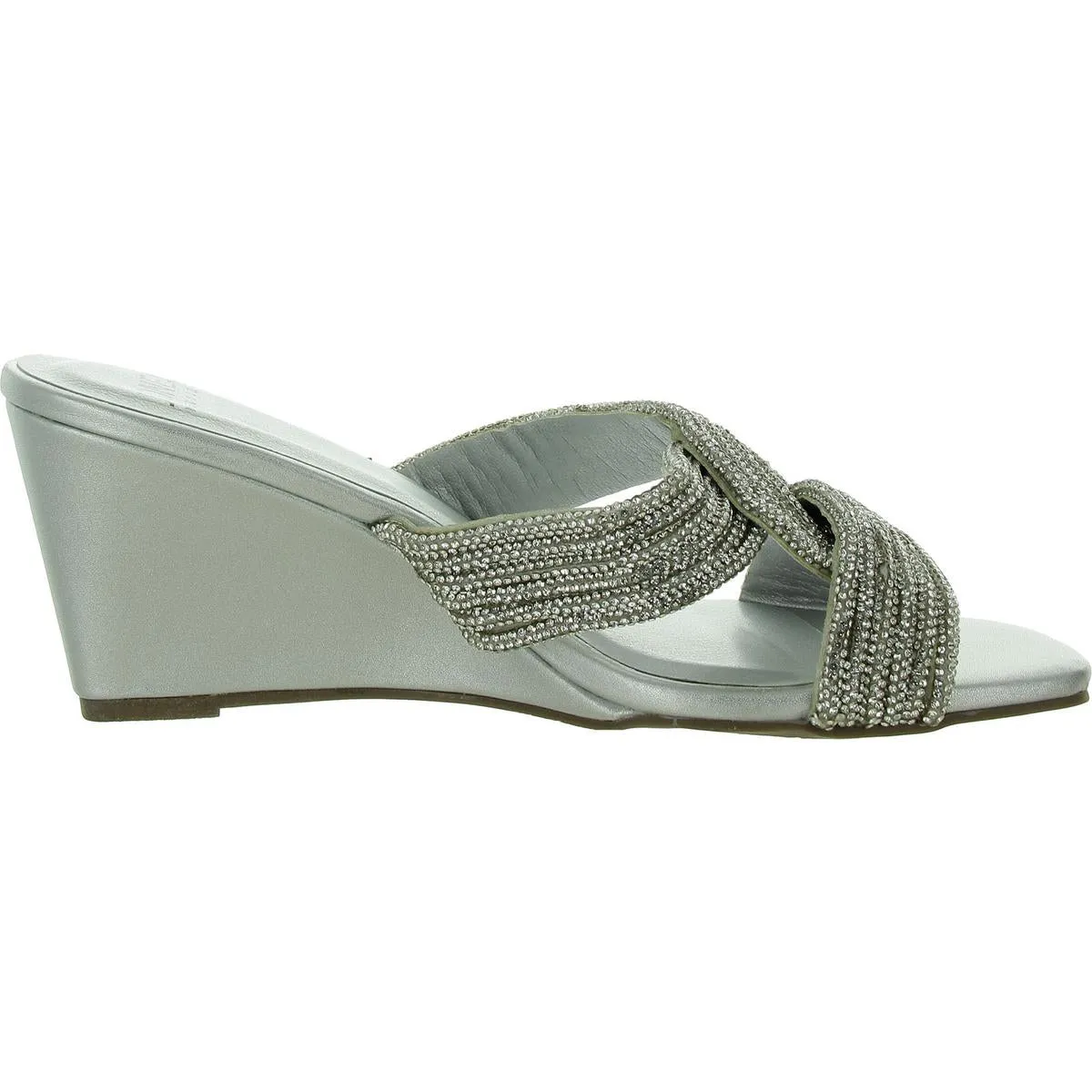 Jones New York Womens Irebbo Faux eather Rhinestone Mule Sandals